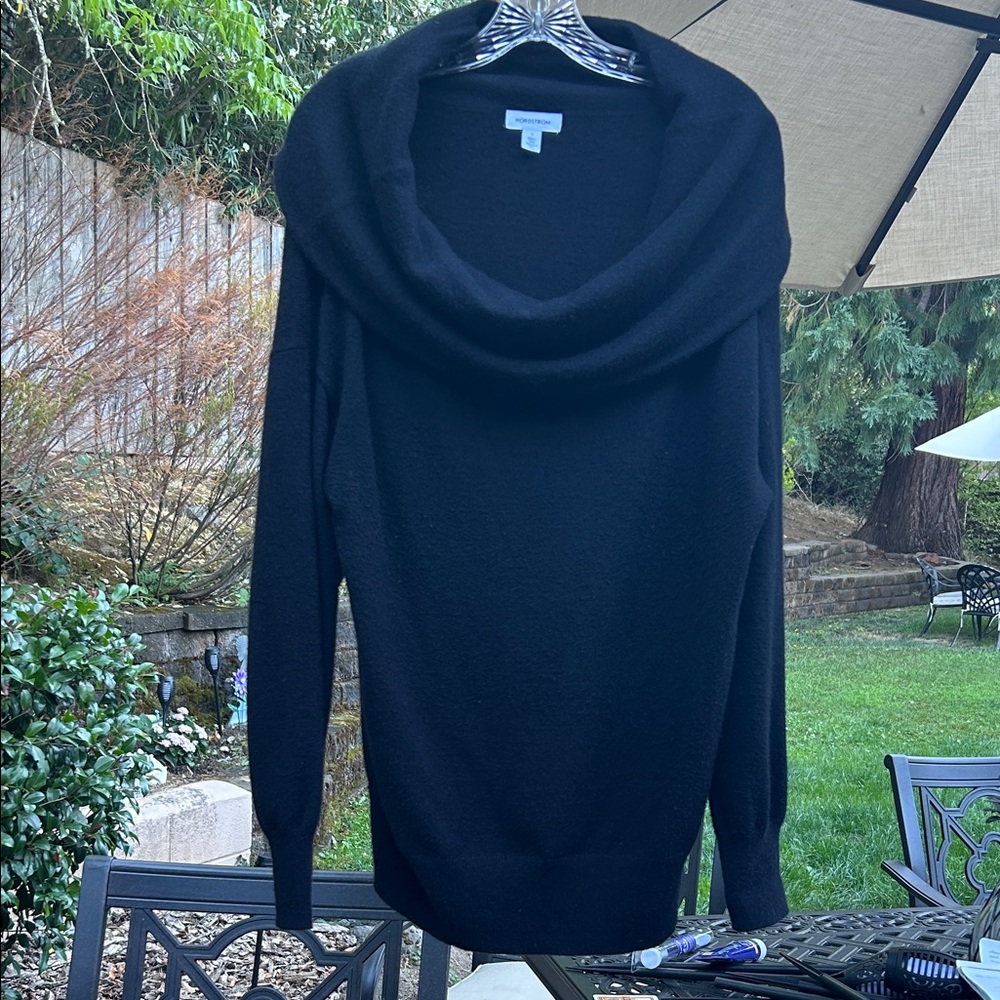 Nordstrom Elegant Black Cowl Neck Sweater